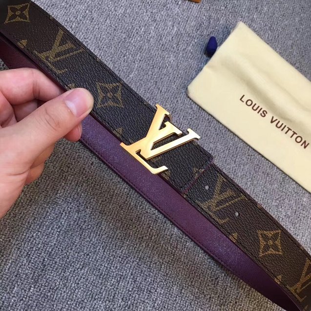 Louis vuitton original monogram canvas Initiales 30mm belt M0072U purple