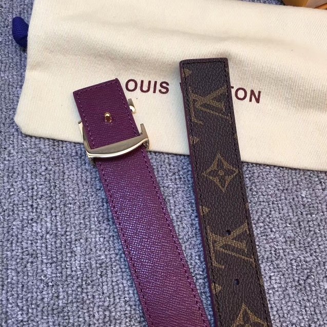 Louis vuitton original monogram canvas Initiales 30mm belt M0072U purple