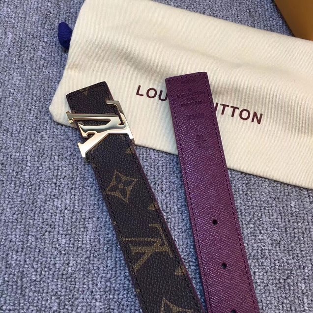 Louis vuitton original monogram canvas Initiales 30mm belt M0072U purple