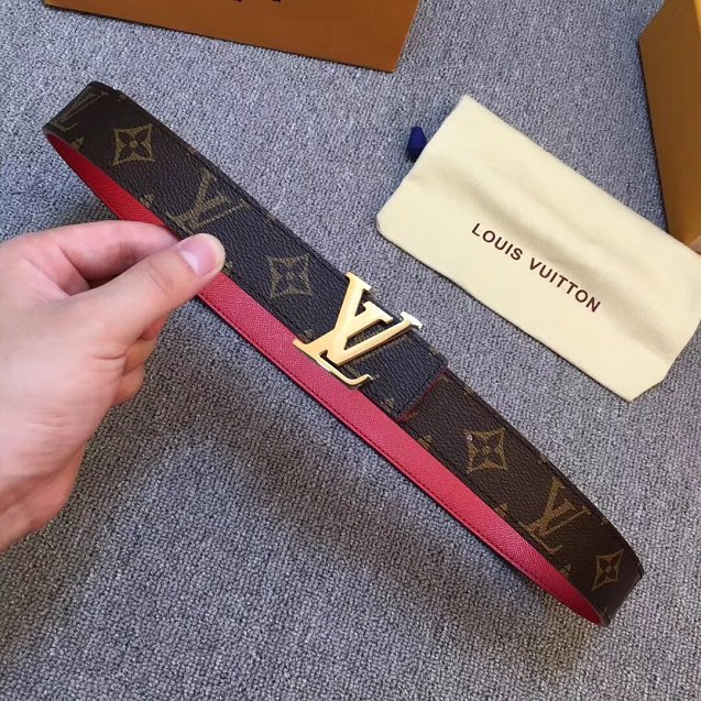 Louis vuitton original monogram canvas Initiales 30mm belt M0072U red