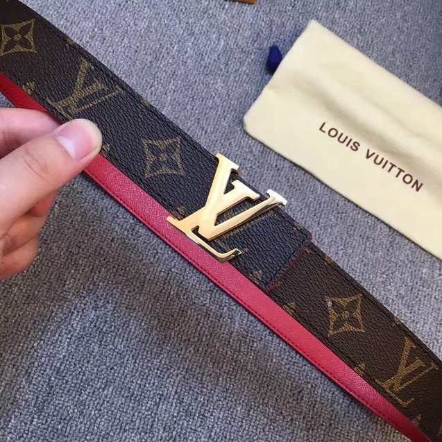 Louis vuitton original monogram canvas Initiales 30mm belt M0072U red