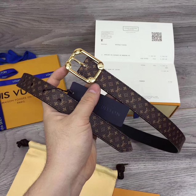 Louis vuitton original monogram canvas malletier 25mm belt m9943