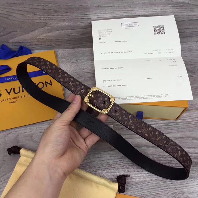 Louis vuitton original monogram canvas malletier 25mm belt m9943