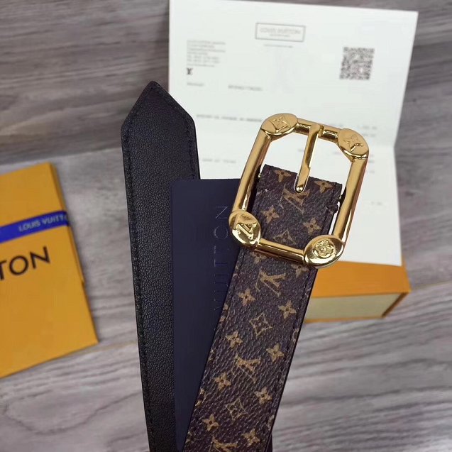 Louis vuitton original monogram canvas malletier 25mm belt m9943