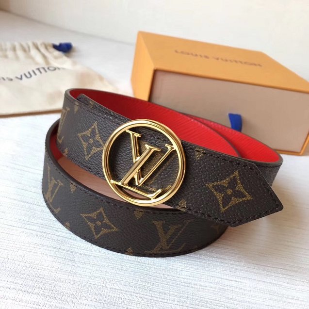 Louis vuitton original monogram circle 35mm belt M0142U red