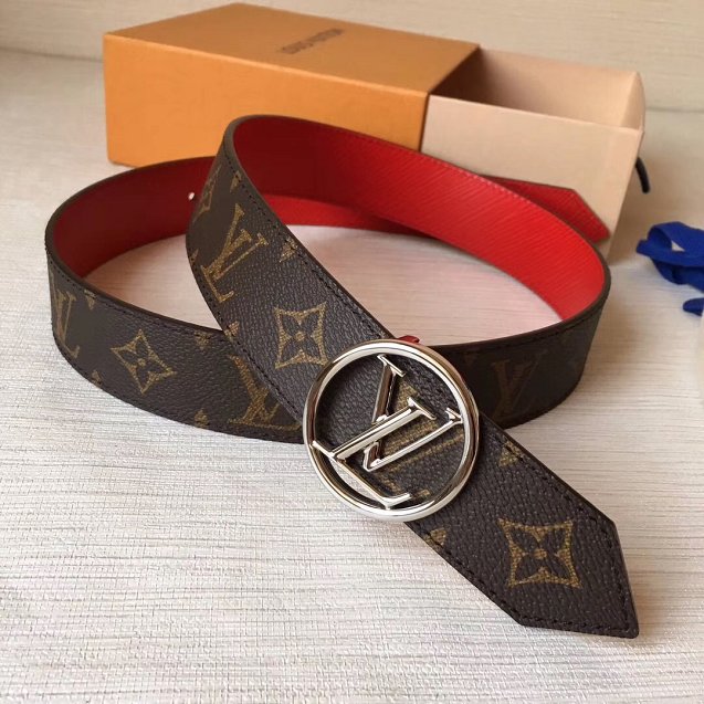 Louis vuitton original monogram circle 35mm belt M0142U red