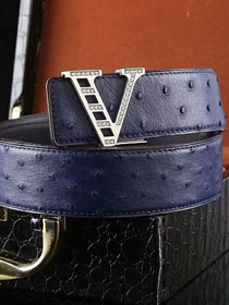 Louis vuitton original ostrich leather 40mm belt m8188 blue