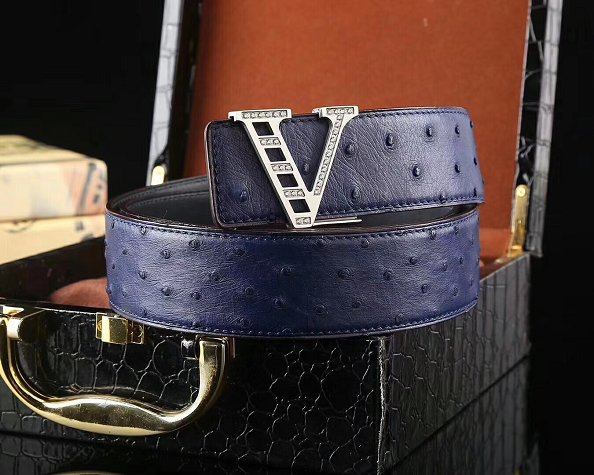 Louis vuitton original ostrich leather 40mm belt m8188 blue