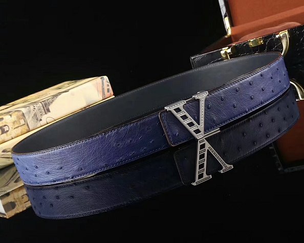 Louis vuitton original ostrich leather 40mm belt m8188 blue