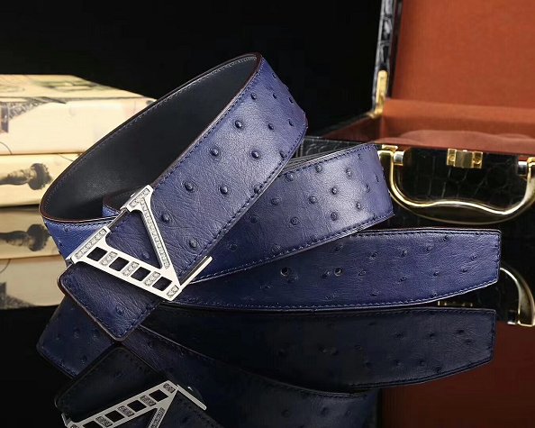 Louis vuitton original ostrich leather 40mm belt m8188 blue