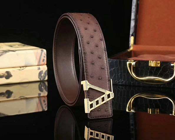 Louis vuitton original ostrich leather 40mm belt m8188 coffee