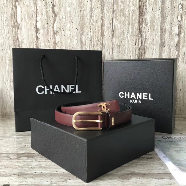CC original calfskin 20mm belt AA0557 burgundy