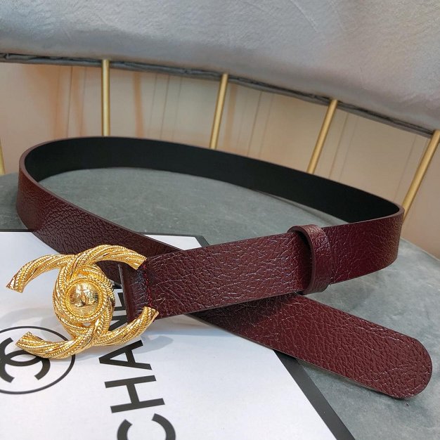 CC original calfskin 30mm belt A0541 burgundy