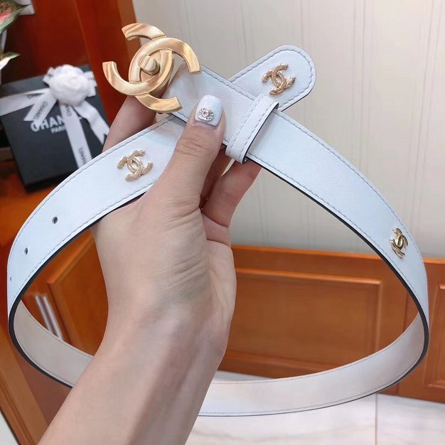 CC original calfskin 30mm belt AA0526 white