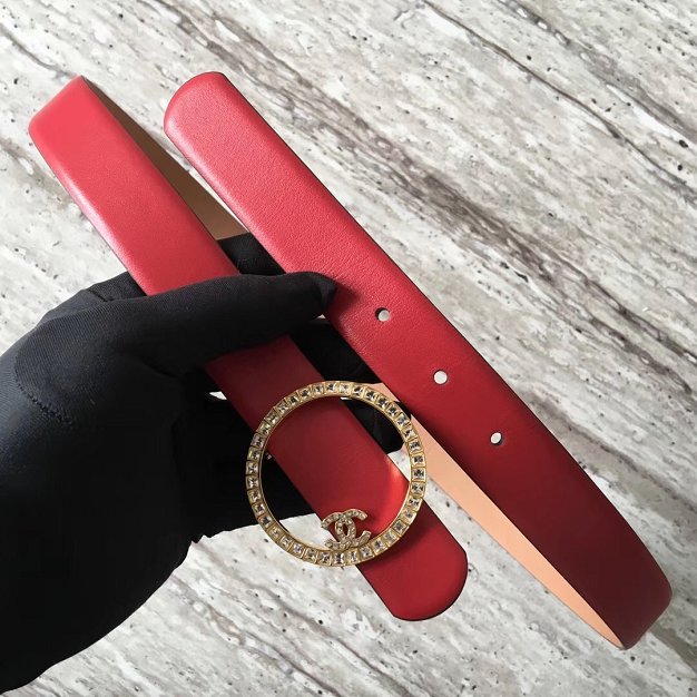 CC original calfskin 30mm belt AA0557 red