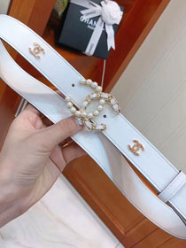 CC original calfskin 30mm pearl belt AA0525 white