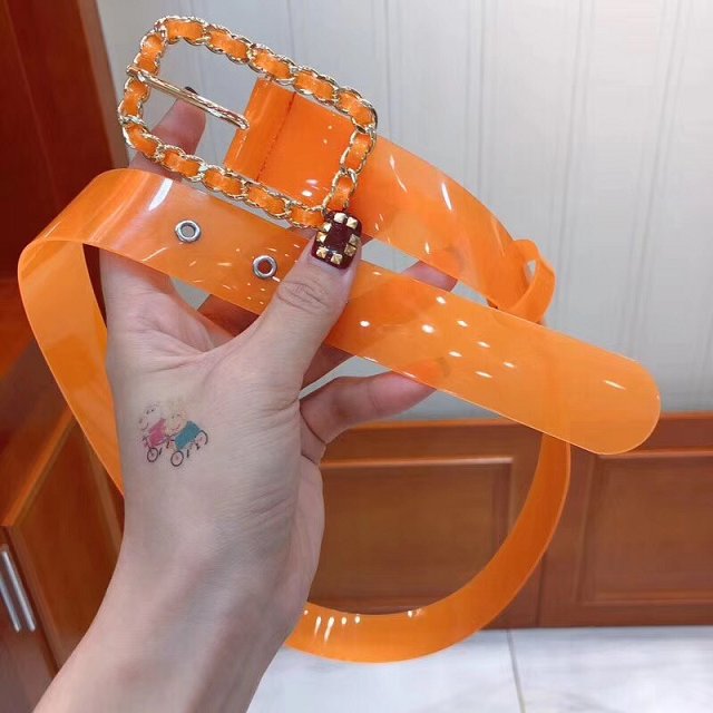 CC original calfskin 30mm transparent belt AA0523 orange