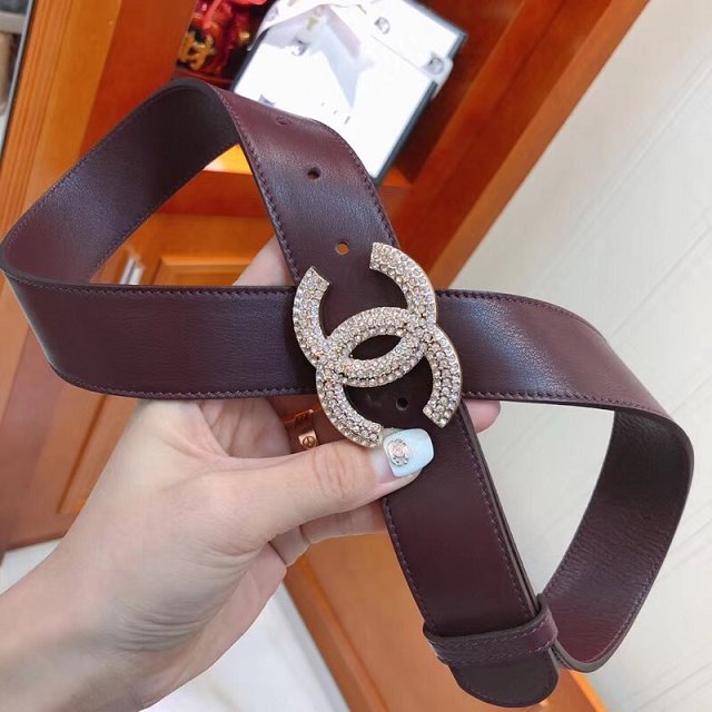 CC original calfskin 34mm belt A0540 burgundy