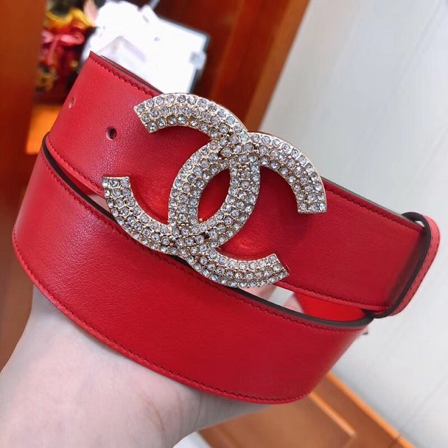 CC original calfskin 34mm belt A0540 red