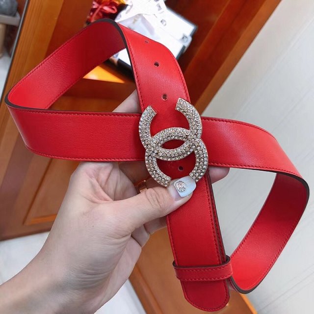 CC original calfskin 34mm belt A0540 red