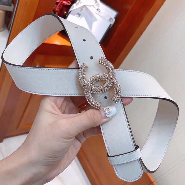 CC original calfskin 34mm belt A0540 white