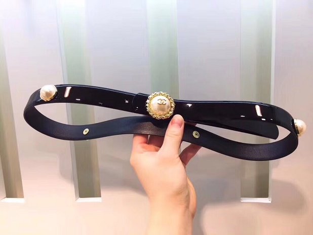 CC original calfskin pearl 25mm belt AA0559 black