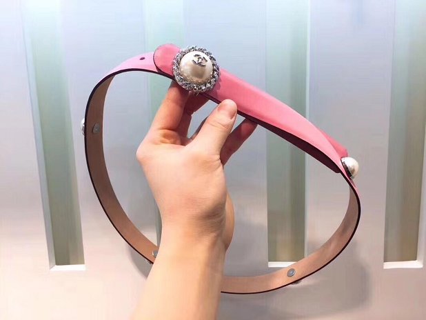 CC original calfskin pearl 25mm belt AA0559 pink