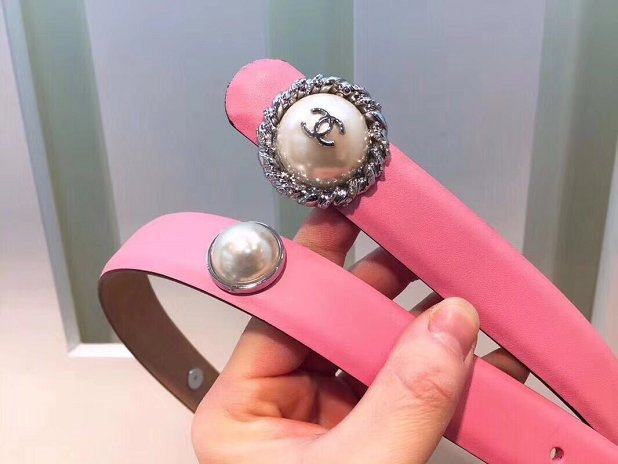 CC original calfskin pearl 25mm belt AA0559 pink