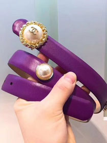 CC original calfskin pearl 25mm belt AA0559 purple