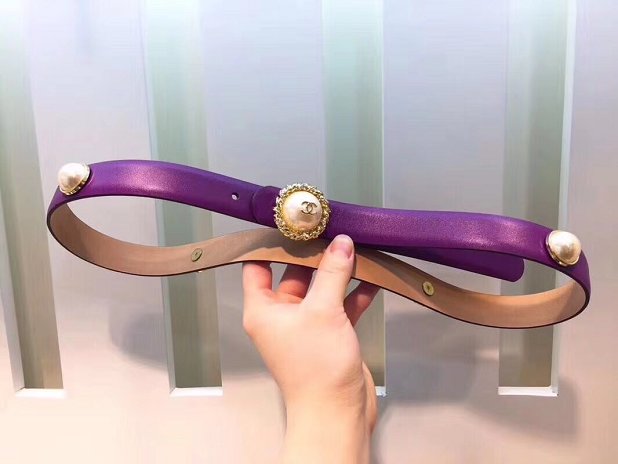 CC original calfskin pearl 25mm belt AA0559 purple