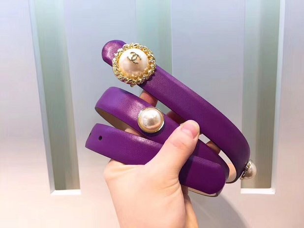 CC original calfskin pearl 25mm belt AA0559 purple