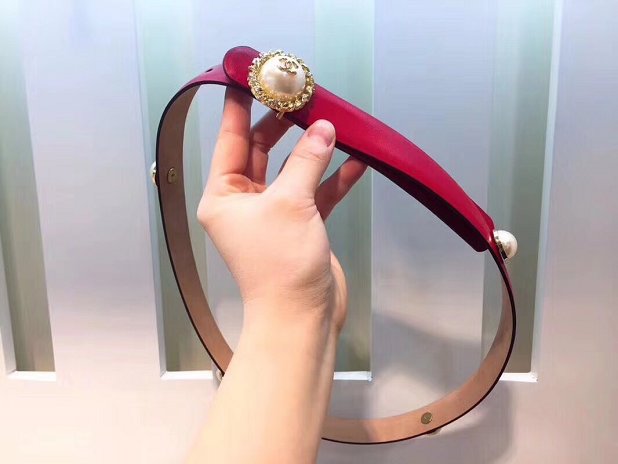 CC original calfskin pearl 25mm belt AA0559 red