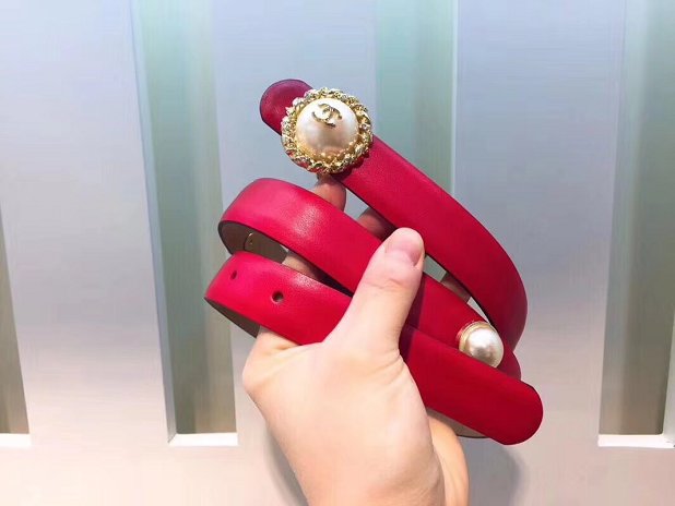 CC original calfskin pearl 25mm belt AA0559 red