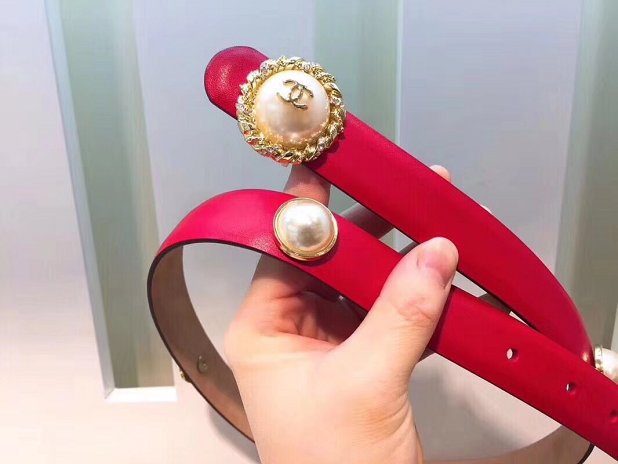 CC original calfskin pearl 25mm belt AA0559 red