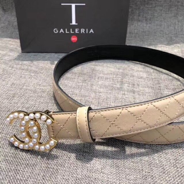 CC original calfskin pearl 30mm belt A77827 beige