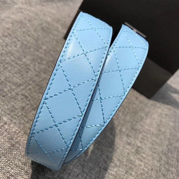 CC original calfskin pearl 30mm belt A77827 blue