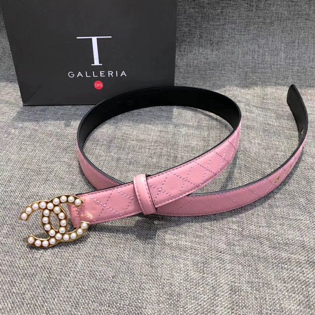 CC original calfskin pearl 30mm belt A77827 pink