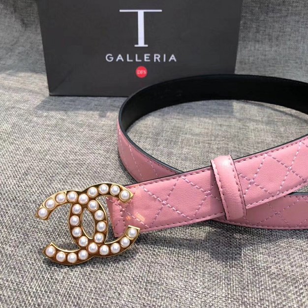 CC original calfskin pearl 30mm belt A77827 pink