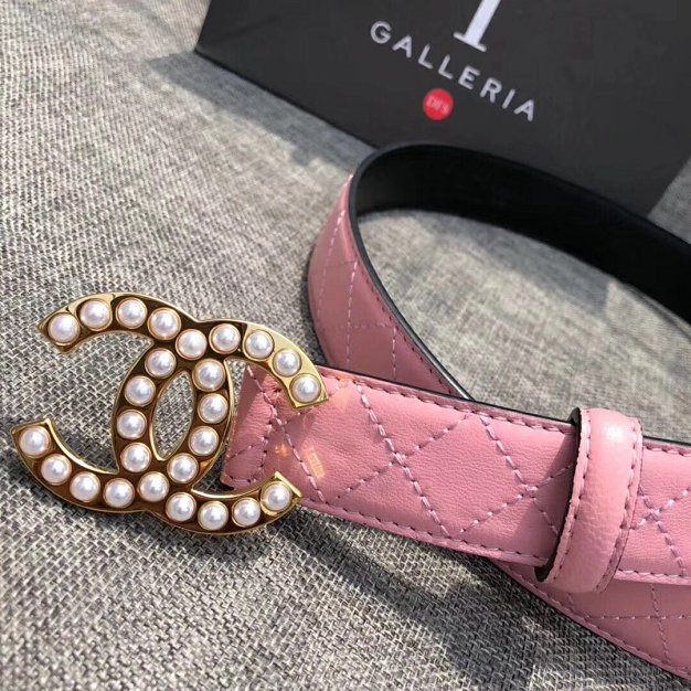 CC original calfskin pearl 30mm belt A77827 pink