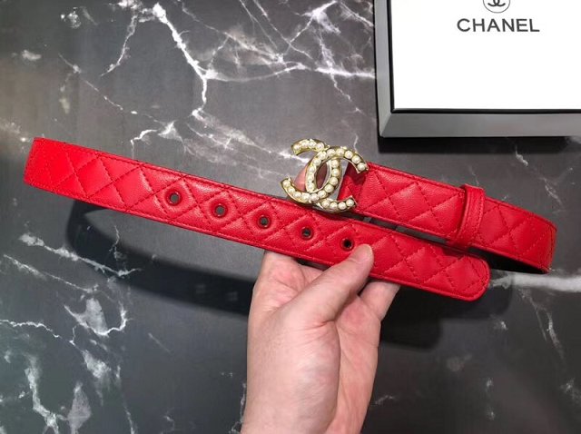 CC original calfskin pearl belt A77827 red