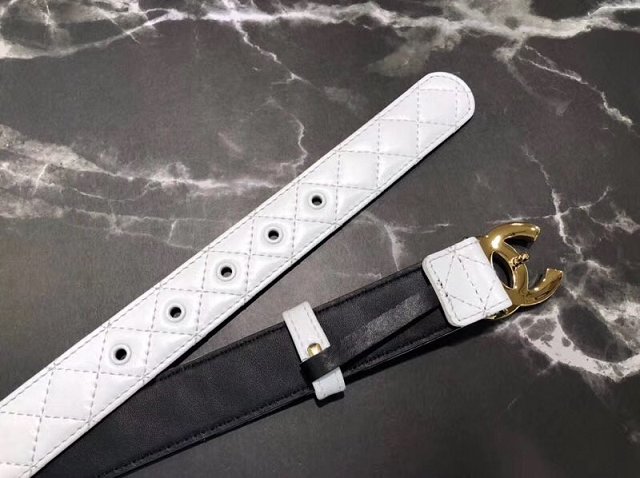 CC original calfskin pearl belt A77827 white