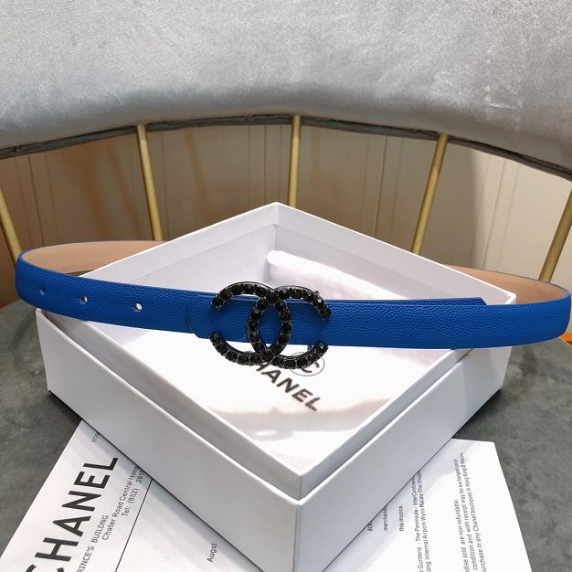 CC original grained calfskin 20mm belt A0544 blue