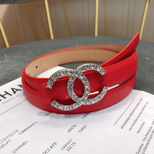 CC original grained calfskin 20mm belt A0544 red