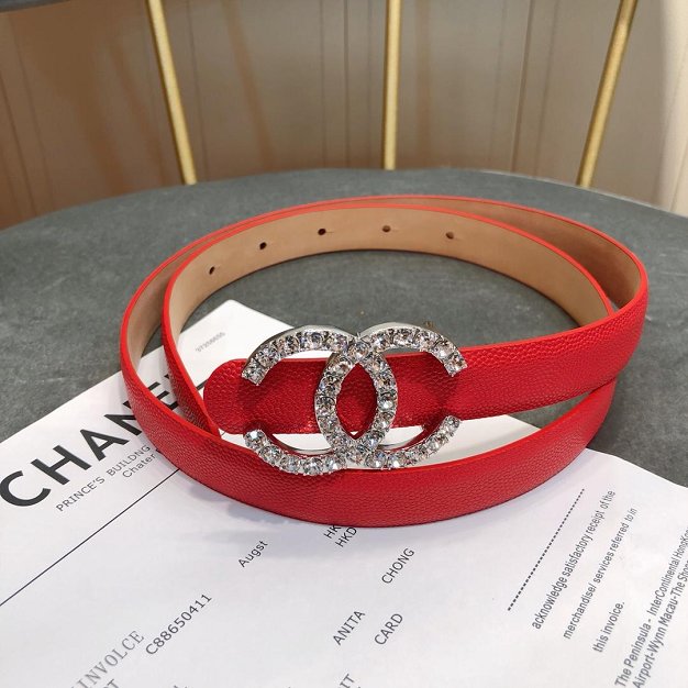 CC original grained calfskin 20mm belt A0544 red