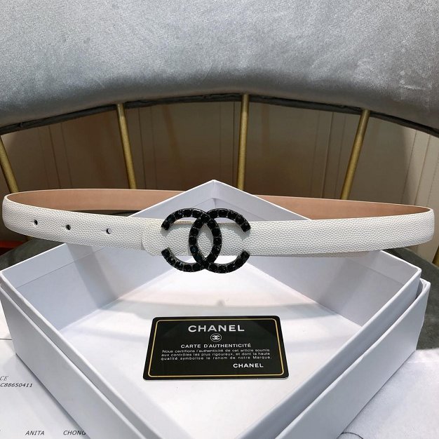 CC original grained calfskin 20mm belt A0544 white