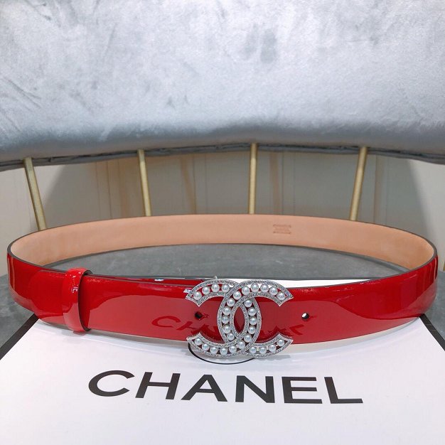 CC original patent calfskin 30mm belt AA0517 red