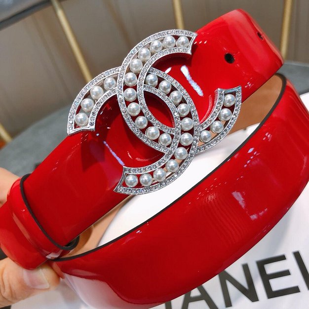 CC original patent calfskin 30mm belt AA0517 red