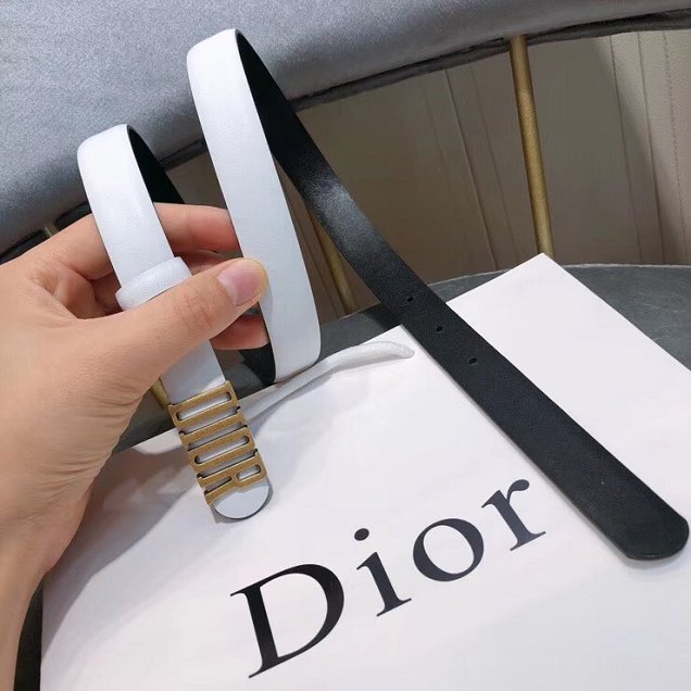 Dior original calfskin 20mm belt DR0002 white