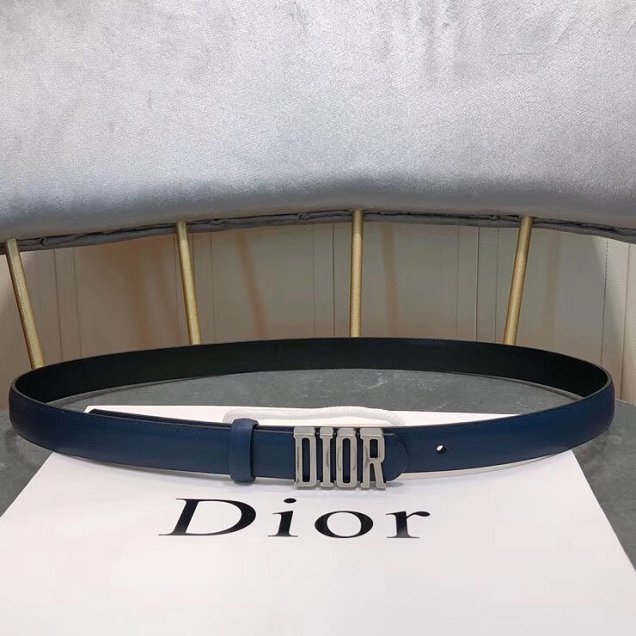 Dior original calfskin 20mm belt DR0002 navy blue