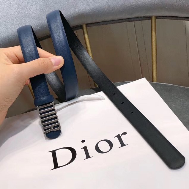 Dior original calfskin 20mm belt DR0002 navy blue